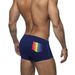 UXH Men's Pocket Print Boxer Swim Trunks Simple Fashion Rainbow Small Label Beach Vacation Shorts_viptrois.com