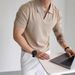 Men's Lightweight Knit Polo Shirt – Business Casual Short-Sleeve Top (M-XXXL, Army Green/Navy/White/Black/Grey/Beige)_viptrois.com
