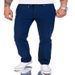Men's Clothing Men's Linen Trousers Drawstring Elastic Waistband Straight Leg Solid Color Casual Pants_viptrois.com