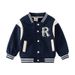Autumn And Winter Casual Boys Jacket, Trendy Fleece Round Neck Baseball Jacket, Letter Long Sleeve Contrast Color Striped Warm Jacket_viptrois.com