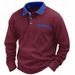 Pulse Autumn New Cross-Border Long Sleeve Waffle Polo Shirt European And American Men's Turn-Down Collar T-Shirt Top_viptrois.com