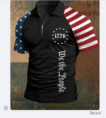 Men's 3D Digital Print Lapel Polo Shirt High End Business Trendy Brand Zipper Summer Top_viptrois.com