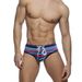 UXH Men's Striped Front And Back Cartoon Patchwork Fashion Sexy Red Swim Trunks Beach Triangle Briefs For Men_viptrois.com