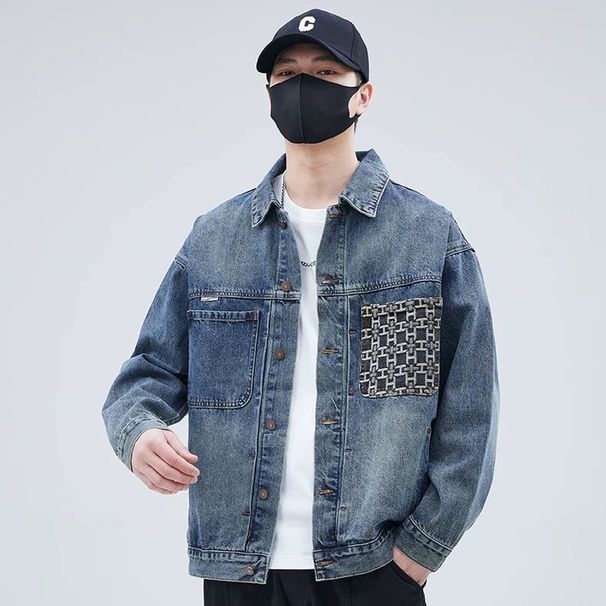 Washed Denim Jacket Men's Spring And Autumn 2024 New Loose Trend Casual Clothes Lapel Tooling Jacket Men_viptrois.com
