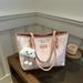 Stylish Striped Embroidered Tote Bag For Women - Lightweight Canvas Shoulder Bag With Detachable Charm, Spacious Design For Work, College & Daily Use_viptrois.com