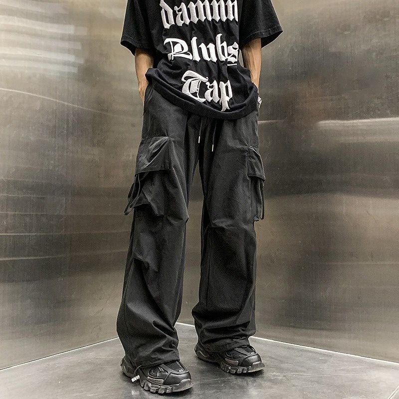 Loom Retro Paratrooper Unisex Versatile Y Brand European And American High Street Multi-Pocket Loose Cargo Pants Couple_viptrois.com