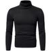 Pure Foreign Trade In-Stock Autumn Winter New Solid Color Pullover High Neck T-Shirt Men's Base Shirt Fleece Sweatshirt_viptrois.com