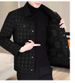 Men's Clothing Autumn And Winter Middle Aged And Young People Houndstooth Trend Fashion Short Lapel Casual Jacket Leather Coat Men_viptrois.com