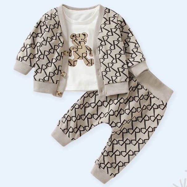 Three Piece Suit Comfortable Long Sleeved Spring And Autumn Boys And Girls Baby Fashionable Coat Spring And Autumn Suit New Trend_viptrois.com
