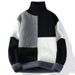 Pure Anyang Lazy Style Color-Block Turtleneck Sweater For Men Winter Fleece-Lined Thickened Warm Trendy Loose Knitted Base_viptrois.com