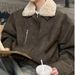 New Retro American Lapel Loose Cotton-padded Clothes Men's Winter Warm Lamb Wool Collar Jacket Thickened Coat_viptrois.com
