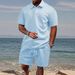 Men's Casual 2-Piece Set - Breathable Polo Shirt & Shorts, Summer Athletic Outfit (7 Colors, S-XXXL) | Lightweight Polyester, Trendy Streetwear_viptrois.com