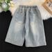 Men's Trendy Versatile Five Point Denim Shorts High Street Retro Handsome Mid Length Summer Thin Style_viptrois.com