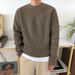 Men's Fashion Crewneck Sweater – Korean-Inspired Relaxed Fit Knit Top For Casual Layering_viptrois.com