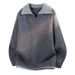 Men's Premium Knit Polo Sweater – Fake Two-Piece V-Neck Pullover (Gray/Beige) – Plus-Size Comfort, Old Money Style Business Casual_viptrois.com