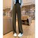 Premium Straight-Leg Trousers For Women – High Waist Wide-Leg Office Pants With Flowy Drape & Anti-Wrinkle Polyester (Summer Collection)_viptrois.com
