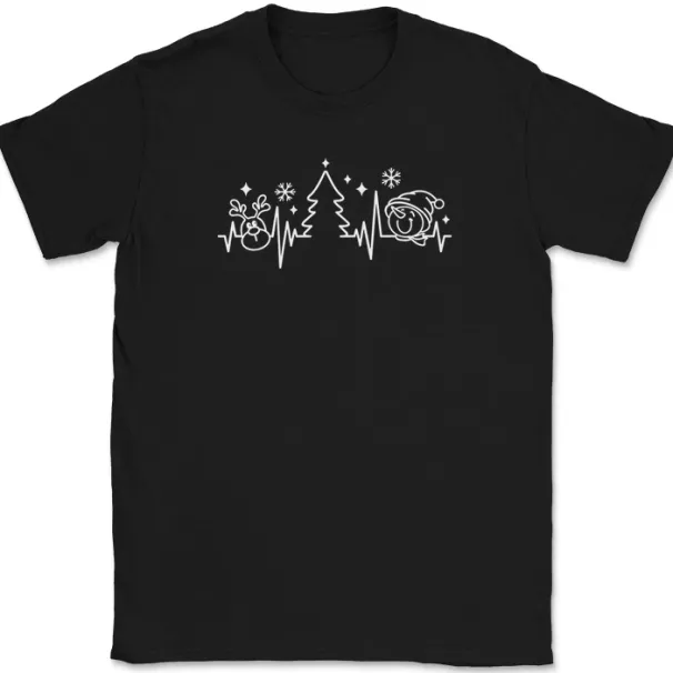 Christmas Heart Beat T-Shirt Mens Womens Tees Top Funny Beautiful Holiday Xmas Santa Elves Tee_viptrois.com
