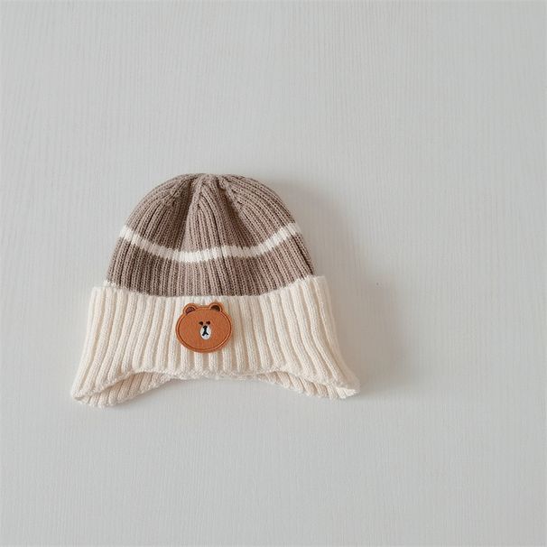 Kids' caps love Bear color-coded ear caps Baby stretch thick wool caps_viptrois.com