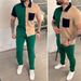 Men's Clothing Summer Color Matching 3D Printing Short Sleeved Trousers Trendy Casual Sports Suits_viptrois.com