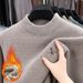 Autumn Winter Chenille Half Turtleneck Lined Thickened Sweater Integrated Fleece Warm Inner Knitted Men's Base Shirt_viptrois.com