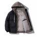 Men's Winter Hooded Puffer Jacket – Two-Tone Layered Cotton Coat With Oversized Hood (Black/Khaki/Green/Klein Blue)_viptrois.com