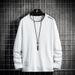 Men's Embroidered Cotton Long Sleeve T-Shirt – Minimalist Crewneck Tee (M-3XL, White/Grey/Black/Blue)_viptrois.com