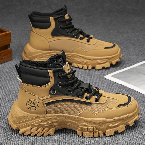Men's Work Boots Slip-Resistant Anti-Slip Hiking Shoes Comfortable Outdoor Safety Shoes With Thick Sole For Men_viptrois.com