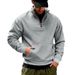 Men's Fleece Lined Heavyweight Sweatshirt Autumn Winter Casual Stand Collar Half Zipper Commuter Pocket Loose Retro Style_viptrois.com