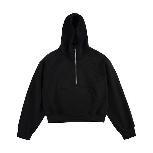 Clean Fit Style Autumn Winter Hooded Pullover Half-Zip Sweatshirt Jacket For Men And Women Couples_viptrois.com