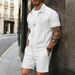 Men's Solid Jacquard Zip-Up Jacket & Shorts Set – Spring Casual Outfit With Breathable Mesh Lining_viptrois.com