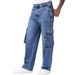 "Men's Stretch Denim Jeans – Relaxed Fit, Multi-Pocket Design (S-XXL, Cotton Blend, Stonewash & Dark Blue)"_viptrois.com
