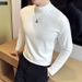 Brushed T-Shirt For Men, And Winter New Half High Collar Solid Color Slim Fit Base Shirt, Cotton Comfortable Casual_viptrois.com