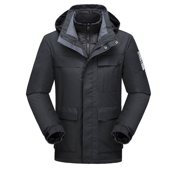 Men's Clothing Waterproof Three-in-One Two-Piece Jacket Solid Color Workwear Jacket Removable Duck cotton Liner_viptrois.com