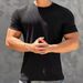 Men's Clothing Neck Short Sleeve Men's T Shirt Sports Fitness Running Trendy Brand Breathable Stretch Top_viptrois.com