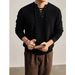 Men's Streetwear Knit Sweater - V-Neck Drawstring Pullover With Linear Texture (Black, White, Gray) - Stretch & Machine Washable Sizes M To XXXL_viptrois.com