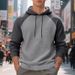 Cross-border American Autumn And Winter Men's Loose Leisure Trend Heavy Color Matching Drawstring Hooded High-end Sweater Men_viptrois.com