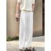 Summer Thin Lyocell Linen Men's Casual Pants Vintage Style Loose Wide Leg Curved Blade Fashionable Bottoms_viptrois.com