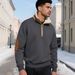 European And American Cross-Border New Rero Sand Collar Half-Zip Men's Long Sleeve Casual Spors_viptrois.com