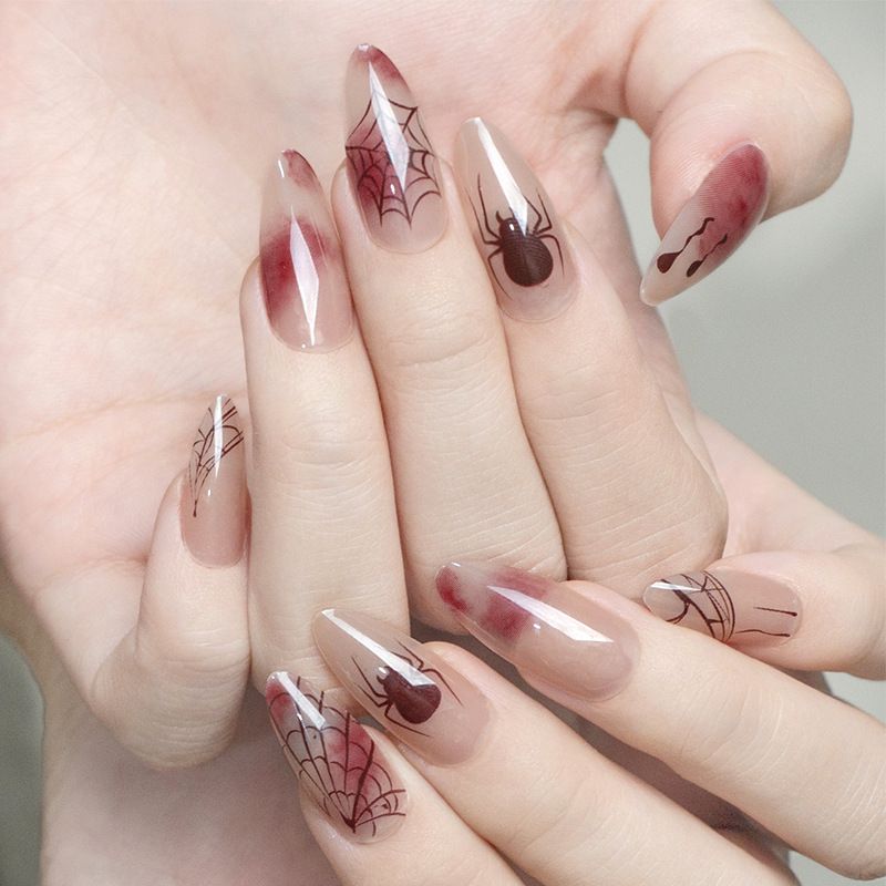 Bloodstained Spider Webs Wearing Armor Butterflies Halloween Nail Art Patches_viptrois.com