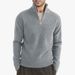 Men's Winter Knit Sweater With Half-Zip Collar - Thick Warm Pullover, Slim Fit, Machine Washable (Khaki/White/Gray/Black//Brown)_viptrois.com