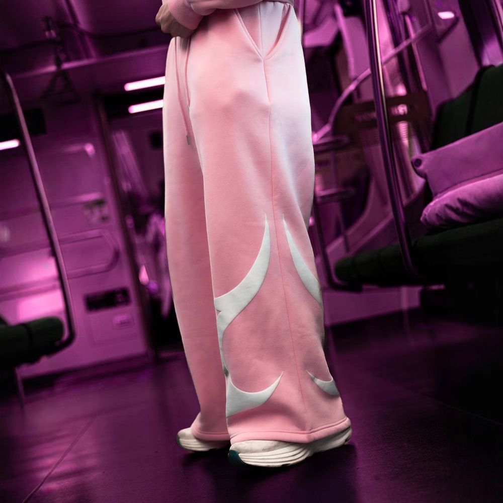 Men's Clothing High Street Fashion Brand Foam Letter Trend Loose Wide Leg Casual Pants Straight Pants Couple Sweater One Piece_viptrois.com