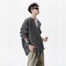 Solid Color V-neck Sweater Men's Winter Gray Loose Casual Lazy Versatile Knitted Top_viptrois.com