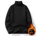 Pure Autumn Winter High Collar Solid Color Men Slim Fit Fleece Lined Warm Pullover Knitted Sweater Versatile Base Laer_viptrois.com