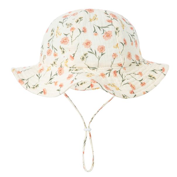 Spring Summer Baby Hat Printed Cotton Bucket Hats for Girls Boys Outdoor Beach Infant Visor Hat Toddler Items Accessories 0-12M_viptrois.com