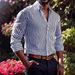 Men's Clothing Men's Fashion 3D Digital Print Long Sleeve Shirt - Stripe Pattern Breathable Polyester Casual Button Down Shirt For Everyday Wear_viptrois.com