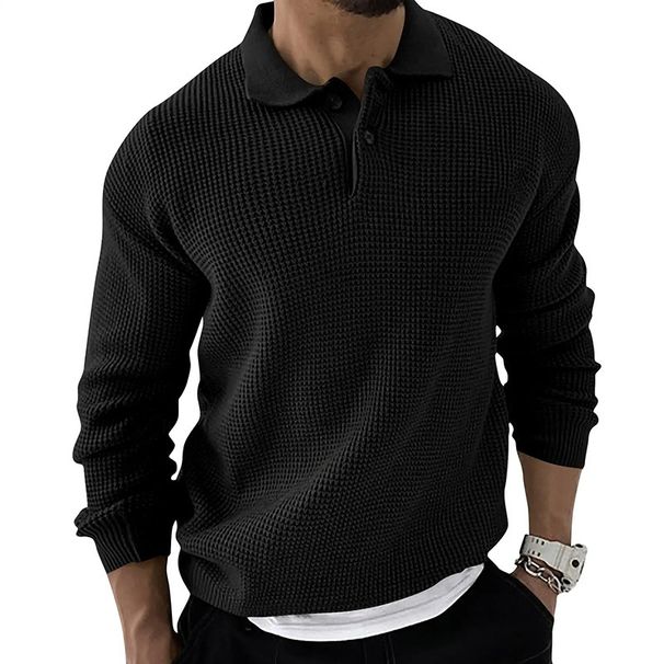 Loom European Station Foreign Trade Turn-Down Collar Slim Fit Long Sleeve Knitted Sweater 2024 Autumn New Cross-Border Men's_viptrois.com
