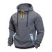 Men's Patchwork Hoodie – Loose Fit Gym & Streetwear Hooded Jacket (Black, Navy, Army Green, Khaki, Gray)_viptrois.com