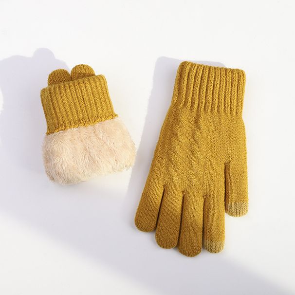 Men's double thick knit wool gloves Winter warm and fleece riding cold touch screen gloves_viptrois.com