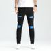Men's Clothing Fashion Versatile Ripped Patch Elastic Slim Trousers Trendy Jeans_viptrois.com