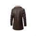 Men's Faux Leather & Fur Long Coat Winter Jacket With Fleece Lining, Notch Lapel, Single-Breasted Blazer, Business Casual Outerwear For Fall & Winter_viptrois.com